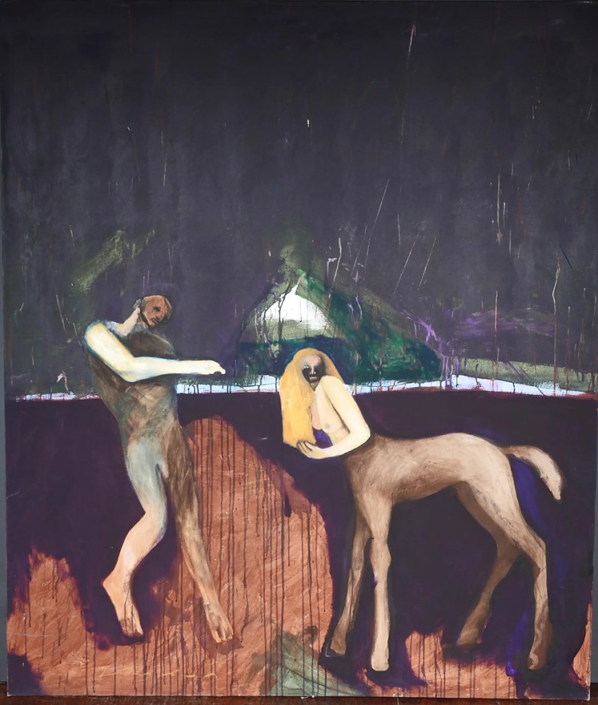 From Fritz Scholder’s “Millenium” series, this painting dated 1997 and numbered 4 would sell for $63,750. It was a good buy per square inch for the 80-inch-high work.