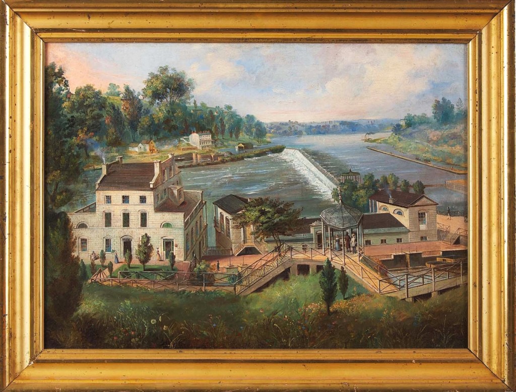 Topping the sale was a historic Philadelphia landscape, “View of Fairmount Water-Works with Schuylkill in Distance,” circa 1840, which achieved $69,300.