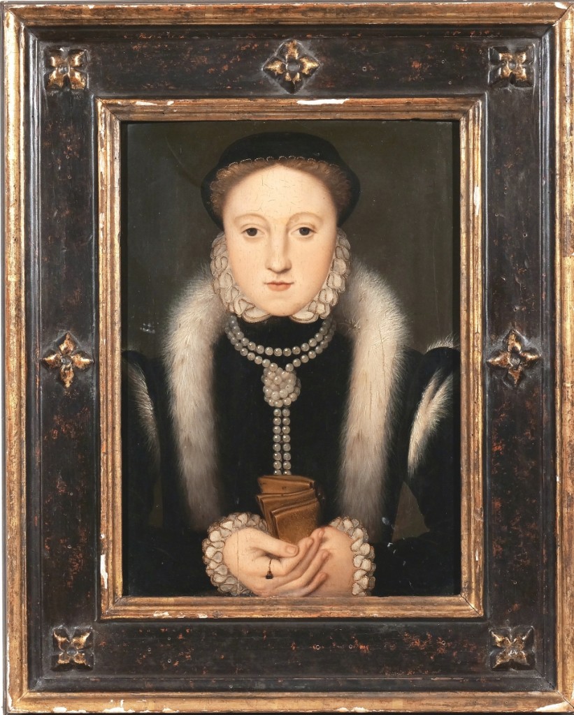 Top lot in the sale was a painting now believed to be a lifetime portrait of Queen Elizabeth I, which sold to a private collector in the room for $158,661. With bidding from several English institutions, dealers and collectors, the portrait may have been painted during the first four years of her reign, when the queen was in her mid to late twenties. There was no apparent signature, and the portrait was presented in a later carved and painted frame.