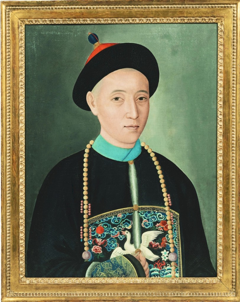 An unsigned portrait of a Hong merchant, possibly Chung Qua, attributed to Spoilum sold for $162,500. Spoilum is believed to have been very active during his life, and is credited with many portraits of Chinese, English, American and even Indian merchants who came to trade at the Hongs of Canton.