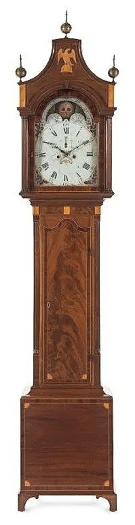 Made by New York clockmaker Effingham Embree, this tall case clock, circa 1790, reached $22,800, the second highest price of the day. Clocks by this maker are in several museums and the White House.