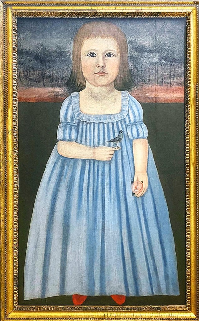 The star of the sale, finishing at $219,600, was John Brewster Jr’s painting of his half-sister, Sophia, at the age of five, painted about 1800. Olde Hope Antiques was the purchaser. Although not in this sale, this painting has appeared alongside Brewster’s painting of her sister Betsy in several museum exhibitions.