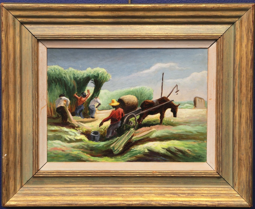 Thomas Hart Benton’s “Study for ‘Sugar Cane’” would sell for $275,000 to a Midwestern institution. The final and larger “Sugar Cane” painting is in the collection of the Thomas Hart Benton Trust and the artist appreciated it enough to choose it as the frontispiece for Matthew Baigell’s 1974 monograph on his work.