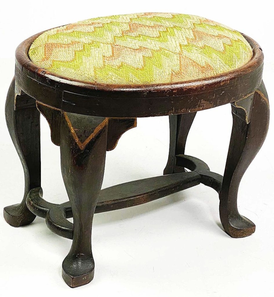 David Schorsch, who paid $85,400 for this footstool, said, “Footstools are the rarest form of American seating furniture — most are English or are much later copies. I’m very glad to have been able to get it. I remember this footstool from when I was about 10 years old. It was part of the Pennypacker collection that was sold in 1973 and it’s always stuck in my mind.”
