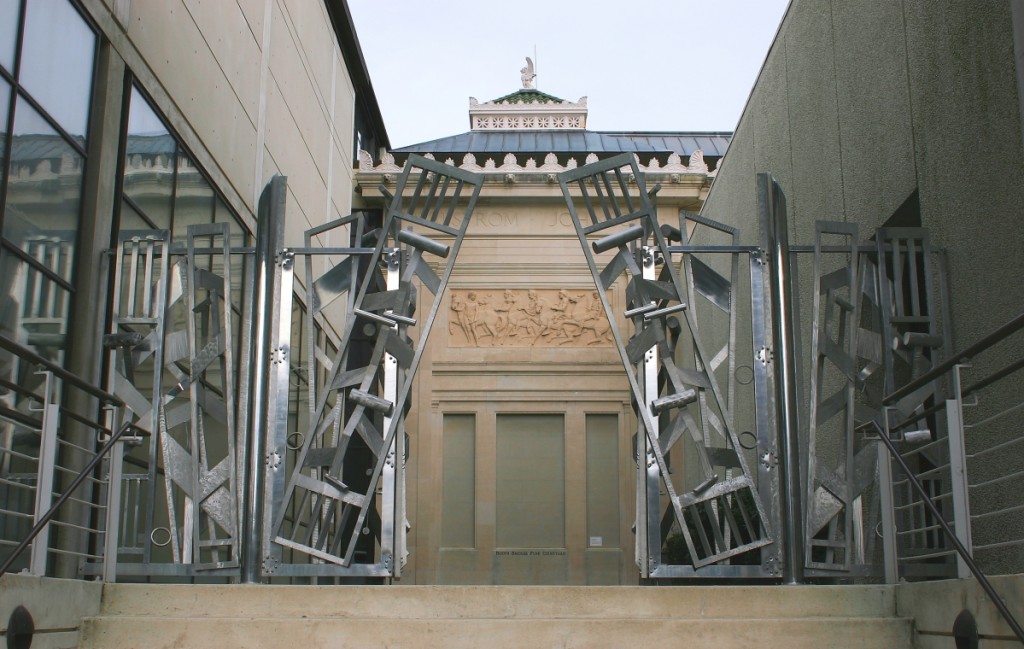 “Spirit Gates” by John T. Scott (American, 1940-2007), 1994. Aluminum. Gift of Premier Bank, 94.263. ©John T. Scott Artist Trust.