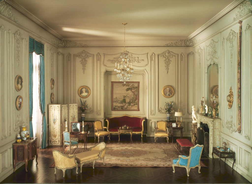 French Boudoir of the Louis XV period, 1740-60, designed by Narcissa Niblack Thorne (American, 1882-1966), circa 1937. Miniature room, mixed media. Art Institute of Chicago, gift of Mrs James Ward Thorne (1941.1206) Photo The Art Institute of Chicago / Art Resource, NY.