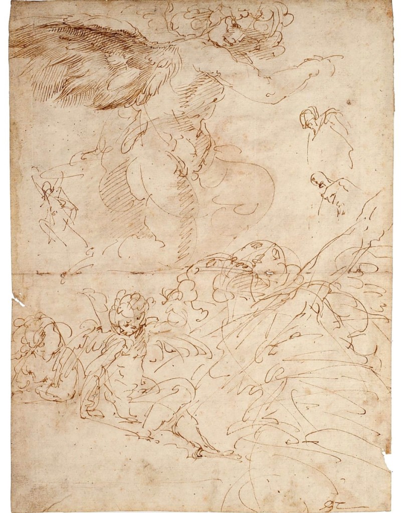 Sketch depicting an angel attributed to the circle of Giovanni Battista Tiepolo (Italian, 1696-1770) from the estate collection of Litsa Tsitsera. It sold to an American buyer for $15,000 ($400/600).