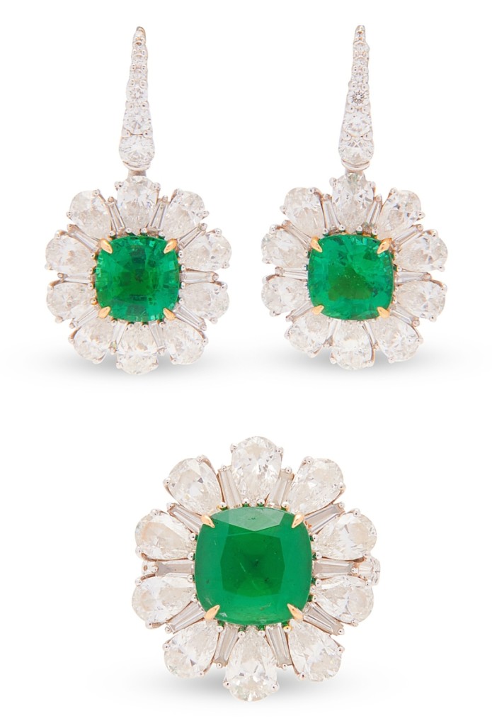 A platinum, emerald and diamond suite left the gallery at $15,000.