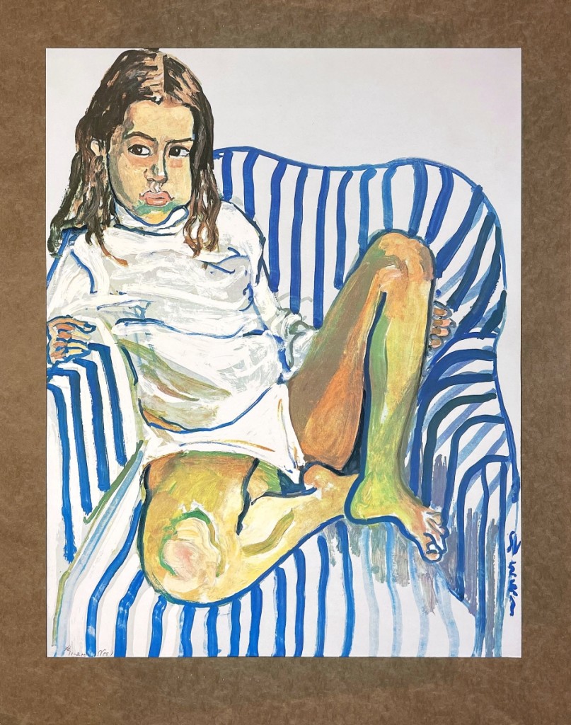 Heading to Half Moon Bay, Calif., is this delightful portrait of “Olivia in Striped Chair,” circa 1975, by Alice Neel (1900-1984). The lithograph, edition 1 00, 26½ by 21 inches, signed lower left, slipped its $300/500 estimate to find a buyer at $3,360.