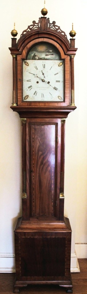 “That had been in the family since Aaron Willard made it,” Frank Kaminski said. It’s hard to be fresher to the market than that, undoubtedly driving interest in the tall clock. It sold to a private collector from Ipswich, Mass., who was bidding from the floor, for $12,000 ($8/12,000).