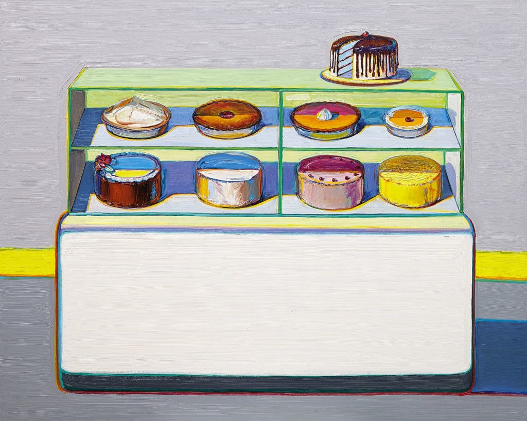 “Cold Case” by Wayne Thiebaud, 2010/2011/2013. Oil on canvas. Private Collection. © Wayne Thiebaud / Licensed by VAGA at ARS, New York. Courtesy Acquavella Galleries.