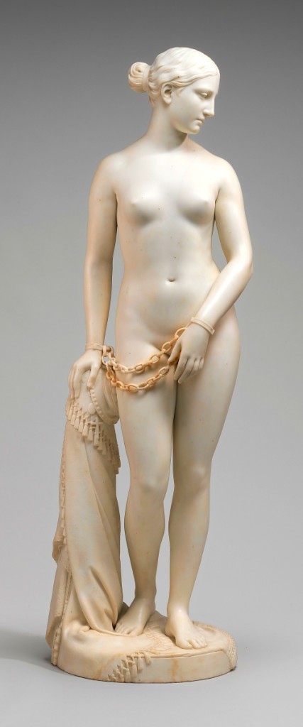 Hiram Powers, “The Greek Slave,” model 1841-43, carved 1846, Florence, Italy. Seravezza marble. National Gallery of Art, Corcoran Collection (Gift of William Wilson Corcoran), 2014.79.37.