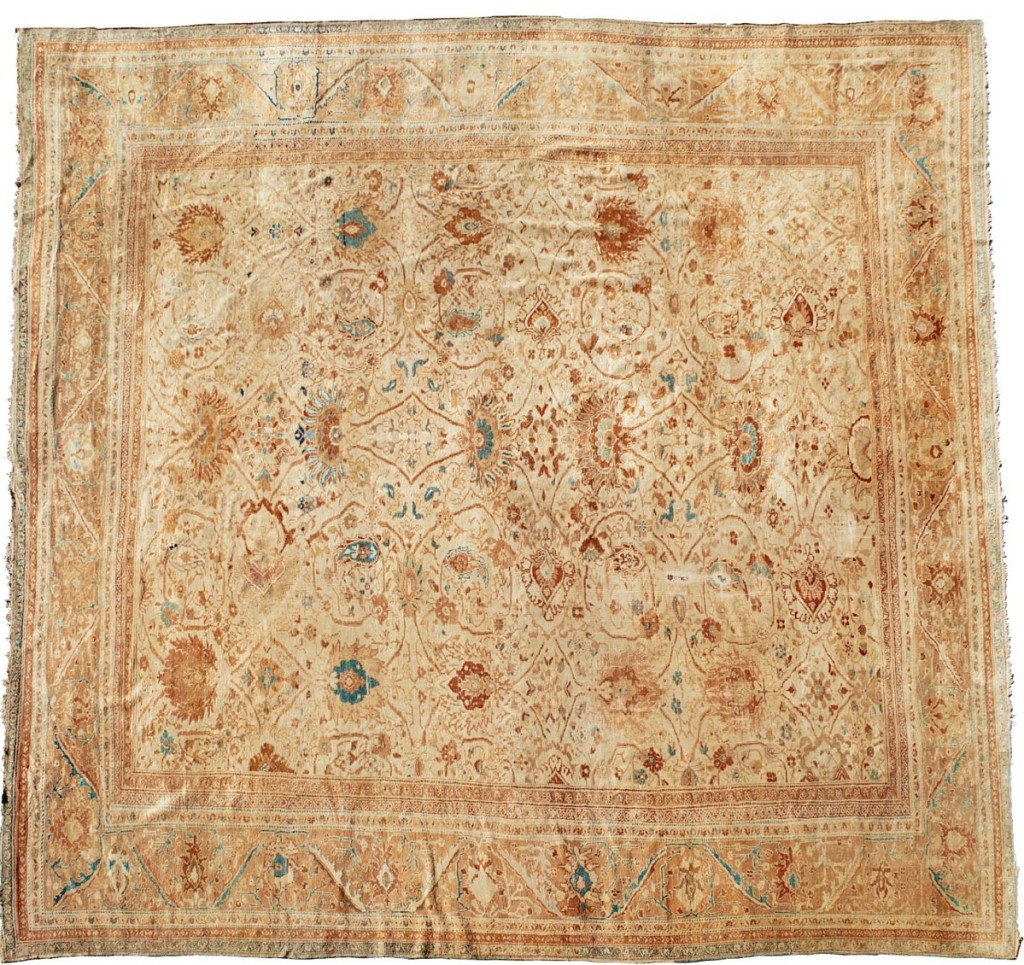 This late Nineteenth Century Ziegler Sultanabad carpet was reported to have provenance to Vojtech Blau, but there may have been more to its history that Millea Bros did not know. It attracted interest from an international group of bidders, but in the end, a buyer in New York prevailed, taking it for $103,125. It was the highest price achieved in the auction ($3/5,000).