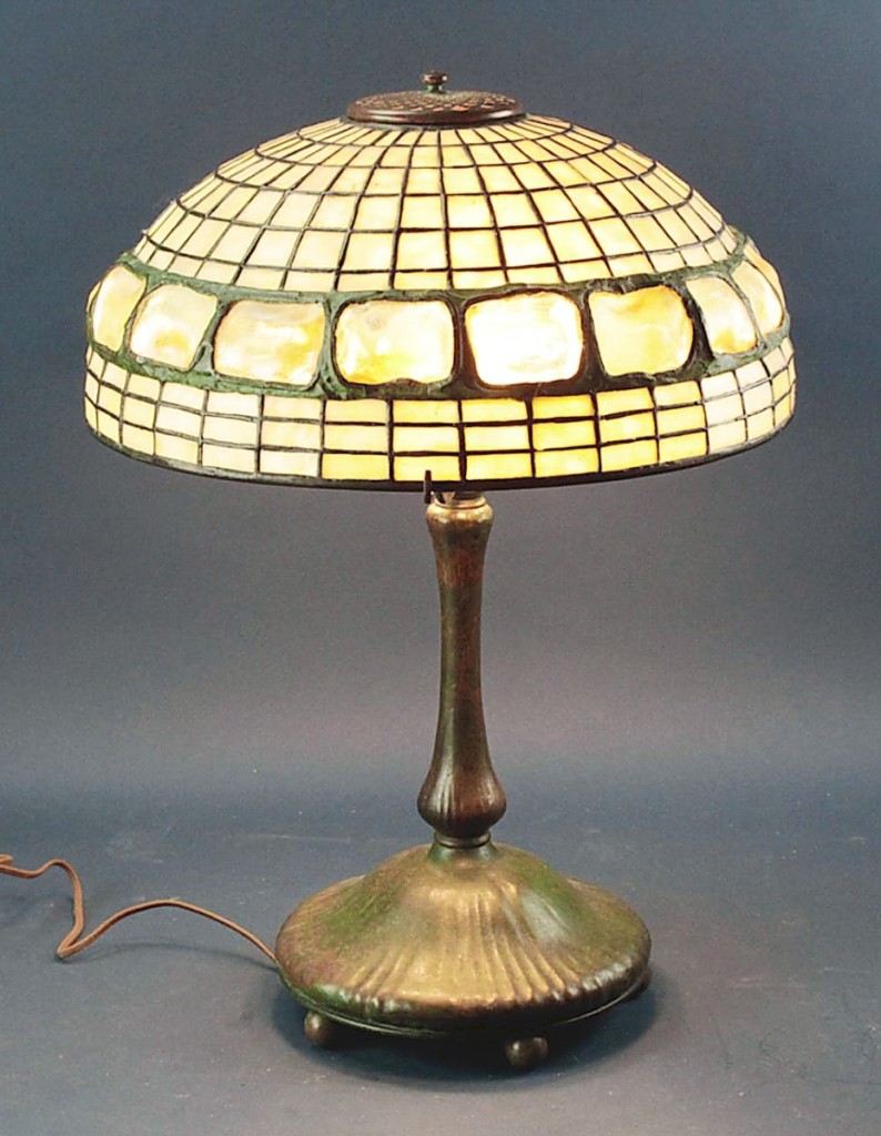 “It had a few minor cracks but otherwise was a good-looking lamp and brought a very fair price.” This Tiffany Studios lamp with turtle-back shade came from a Winthrop, Mass., collection and sold to an online buyer for $16,250 against an estimate of $13/18,000. It was the top price realized of the weekend.