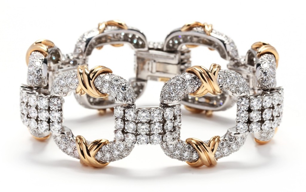 Platinum, 18K gold and diamond Cooper bracelet, Schlumberger for Tiffany & Co., made $73,200.