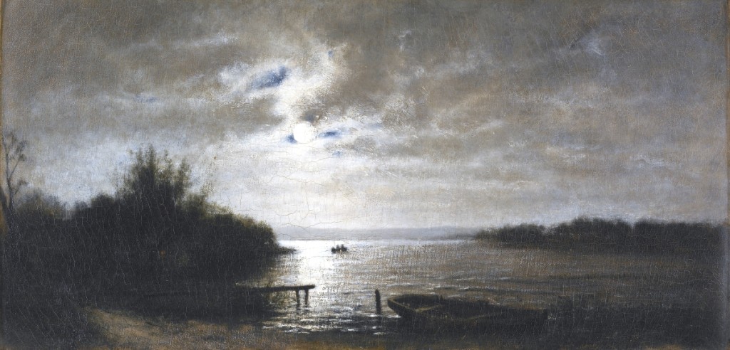 Charles Henry Miller (1842-1922) studied painting at the Royal Academy in Munich. When he returned to America, he settled in Queens, N.Y., and by 1874, his subject matter focused primarily on picturesque Long Island scenes. “The Rising Moon” by Charles Henry Miller, circa 1880. Oil on canvas.