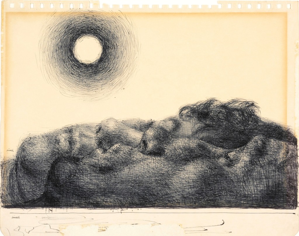 “Moon Dreamers” by Joseph Hirsch, circa 1962. Ballpoint ink on paper. Gift of Dr and Mrs Marvin Sinkoff.
