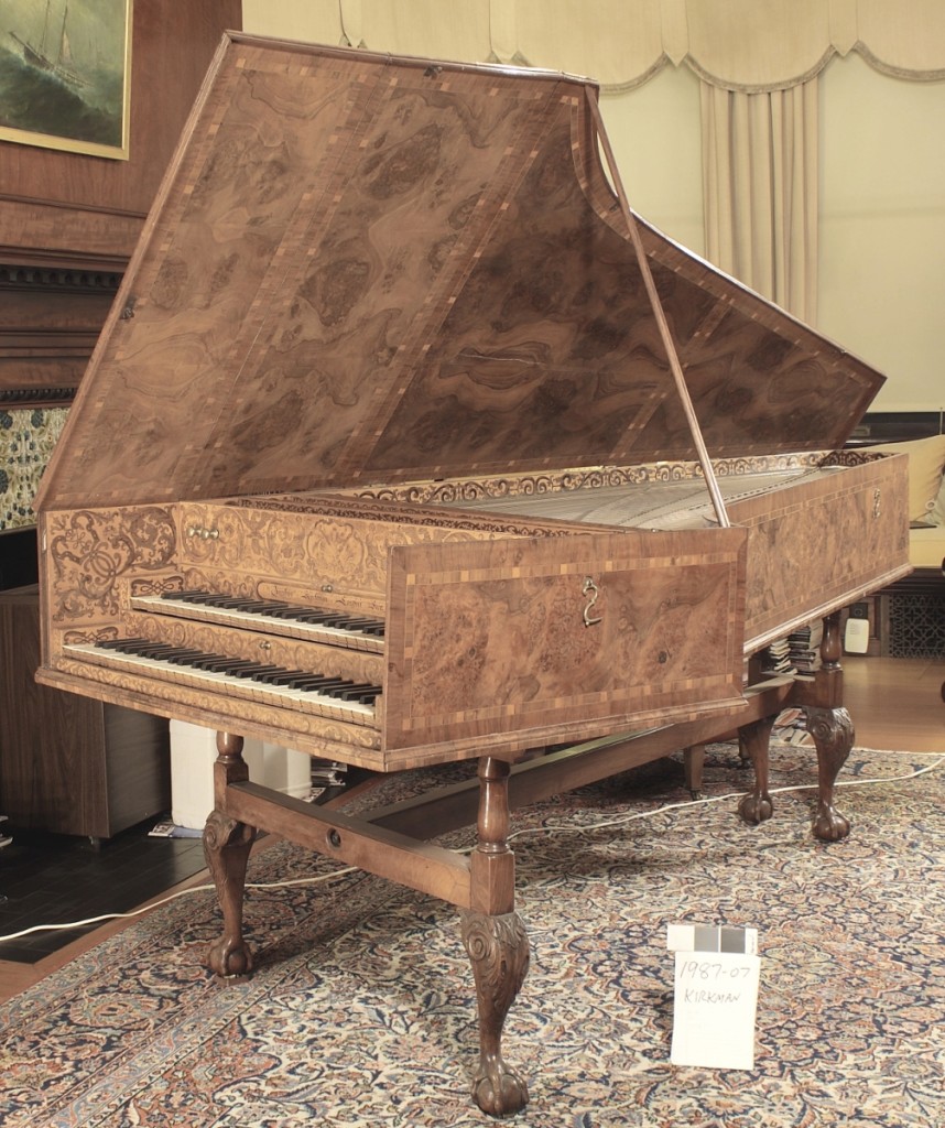 Double-manual harpsichord, Jacob Kirkman, London, 1761. Courtesy of the Sigal Music Museum, 1987-07. Curator Rebecca Tilles, an authority on musical instruments and the ornamented cases that house them, will discuss new findings in the collections of Washington DC’s Hillwood Museum.