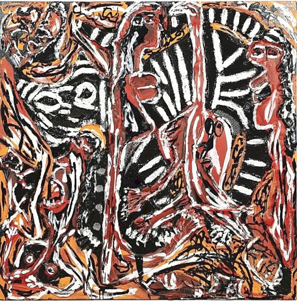 Thornton Dial Sr’s (1928-2016) paint and mixed media on canvas, “Struggling Tiger (The Tiger Penned In),” 1991, led the sales, finishing at $87,500. The work had come from the collection of a couple dividing their time between Colorado and Atlanta, according to the firm’s Elizabeth Rickenbaker. “They acquired the painting in 1993 from Bill Arnett, the best provenance you could ask for,” she said. Having hung in their Atlanta residence, the painting is staying in Atlanta, won by a buyer on the phone.