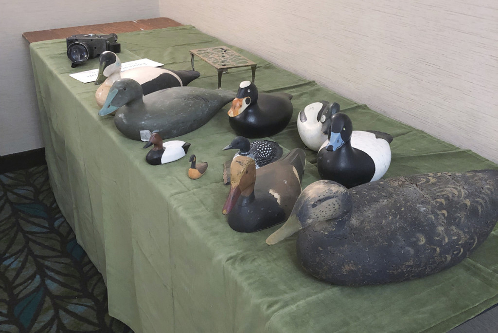 There were decoys offered in several booths. These were in the booth of Emmons and Martin, Essex, Mass.