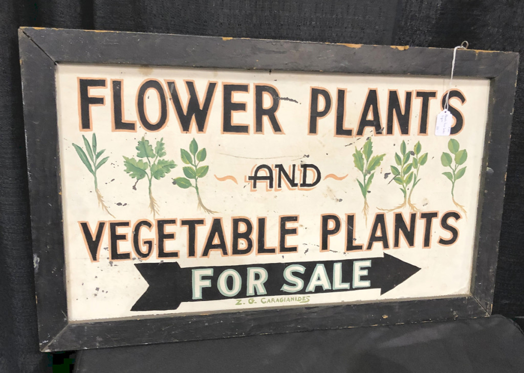 Trade signs were available in several booths. Ken and Robin Pike, Nashua, N.H., priced this one at $175. It probably originated in New Hampshire.