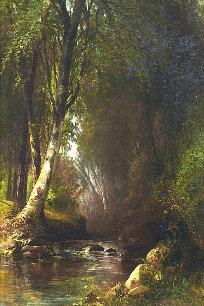 The auction’s top lot was this oil on canvas landscape painting by Hudson River School artist Julie Hart Beers (1835-1913), titled “Summer at Mossy Brook,” which realized $20,000.