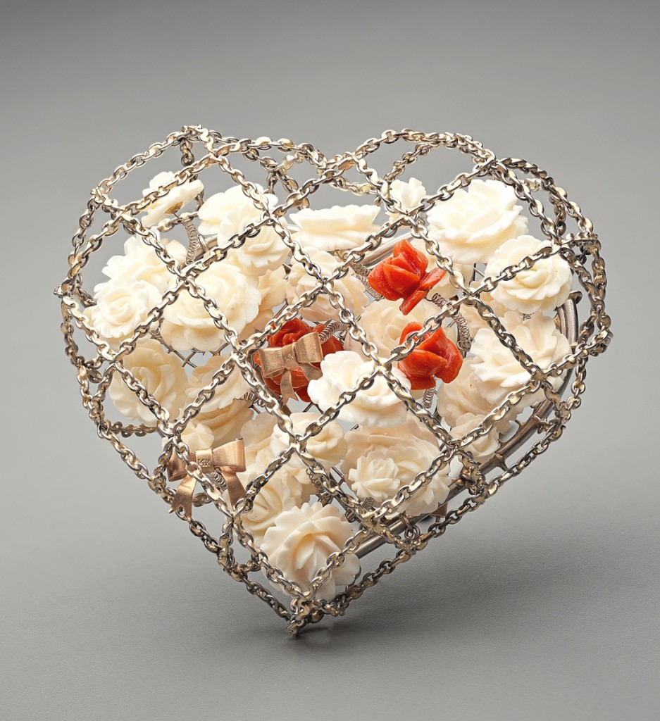 “forsakengardenheart” by Lola Brooks, Brooklyn, 2012. Stainless steel, 14K gold, ivory, coral and 14K solder. Yale University Art Gallery, Janet and Simeon Braguin Fund. ©Lola Brooks.