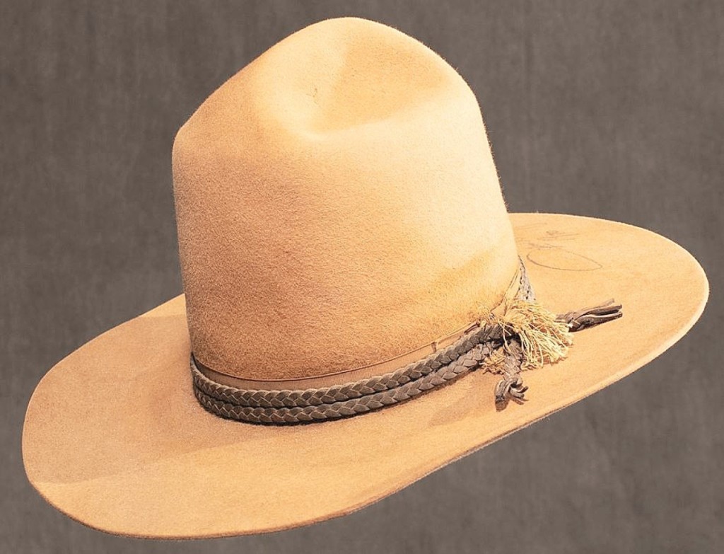 The hat that John Wayne wore in Undefeated would sell for $53,100. The catalog noted that Wayne liked it so much he often wore it offscreen. He eventually gifted the hat to Robert Shelton, founder of Old Tucson Studios, while filming Rio Lobo.