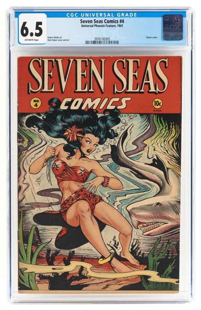 Seven Seas Comics #4, CGC 6.5, a Matt Baker classic, sold for $18,750.