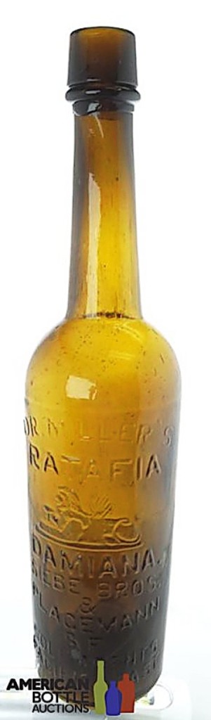 Leading the sale at $29,900, a new auction record, was a Miller’s Ratafia Bitters. American Bottle Auctions owner Jeff Wichmann said, “No example has sold for more than $10,000 that we are aware of,” and to his knowledge the only western made bitters made with a picture of a Sphinx prominently displayed front and center on the bottle. It was won by a West Coast collector.