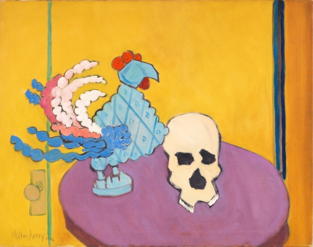 “Still-life with Skull” by Milton Avery, 1946. Oil on canvas, 28 by 36 inches. Private collection. ©2021 Milton Avery Trust/Artists Rights Society (ARS), New York City.