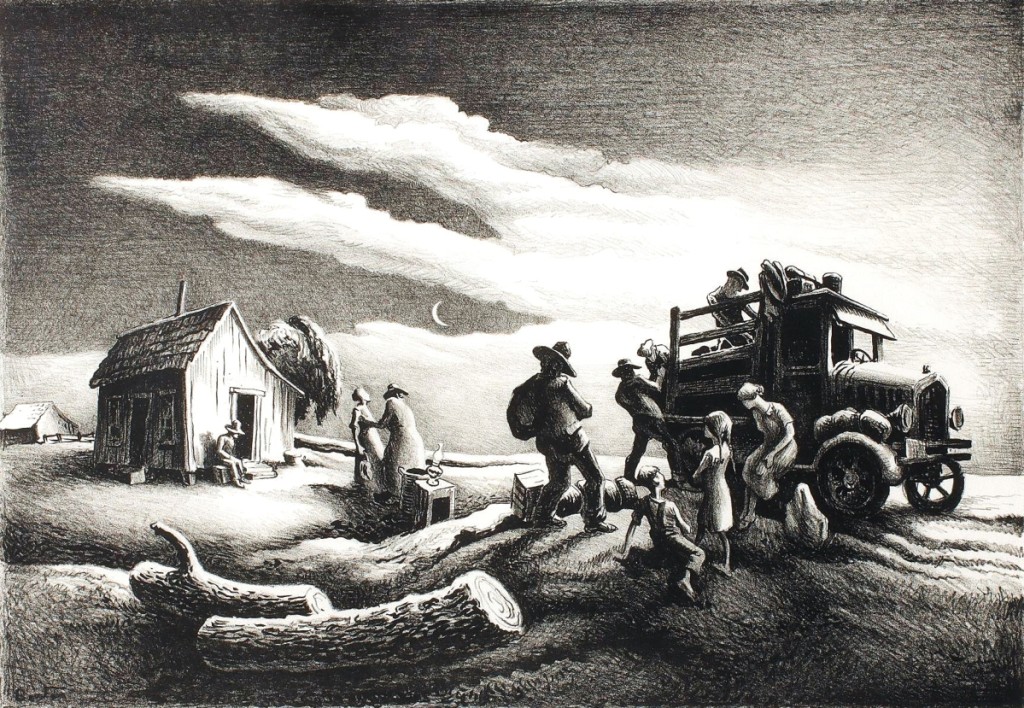 The top lot of the Kansas City single-owner sale of Americana and Thomas Hart Benton prints was “Departure of the Joads” by Thomas Hart Benton (1889-1975). In an unusually large format in very fine condition, it brought $13,800 from a Kansas City, Mo., private collector ($6/9,000).