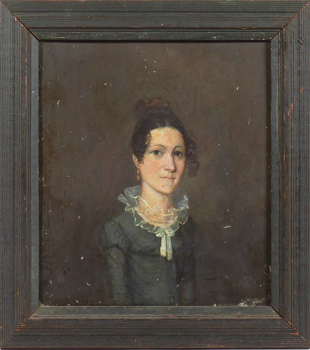 In retrospect, Will Kimbrough thought this Nineteenth Century American School portrait of a young lady might have been by Jacob Eichholtz. The 11-by-9½-inch oil on tin piece was unsigned and came from the Staunton, Va., estate of David Proctor. A private collector in New England, bidding online, pushed it to $6,075 ($100/200).