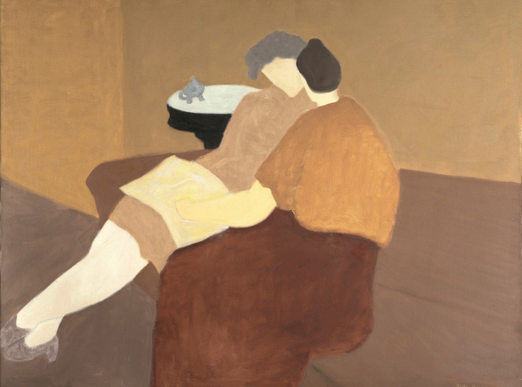 “Poetry Reading” by Milton Avery, 1957. Oil on canvas, 44 by 56-1/8  inches. Munson-Williams-Proctor Arts Institute, Museum of Art, Utica, N.Y. ©2021 Milton Avery Trust/Artists Rights Society (ARS), New York City. Photo ©2021 Munson-Williams-Proctor Arts Institute/Art Resource, New York City.