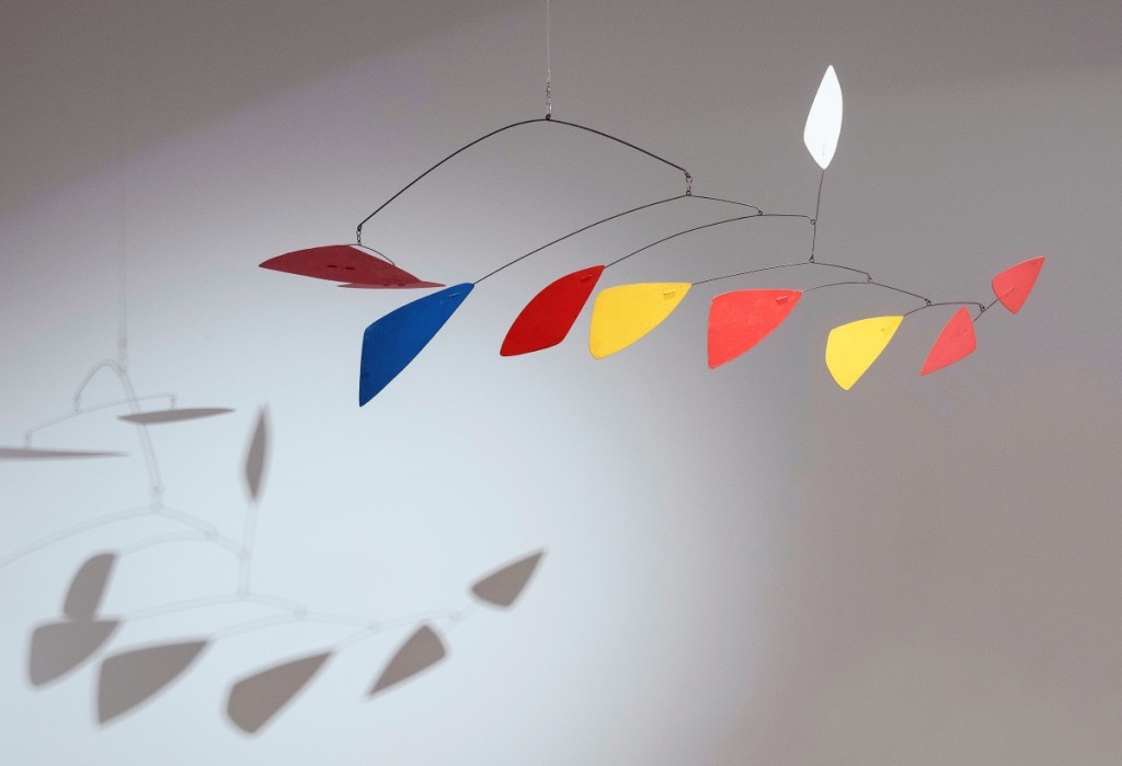 “The Cat Tail” by Alexander Calder, 1967. Painted wire and metal mobile,   16 inches high by 53 inches wide.
