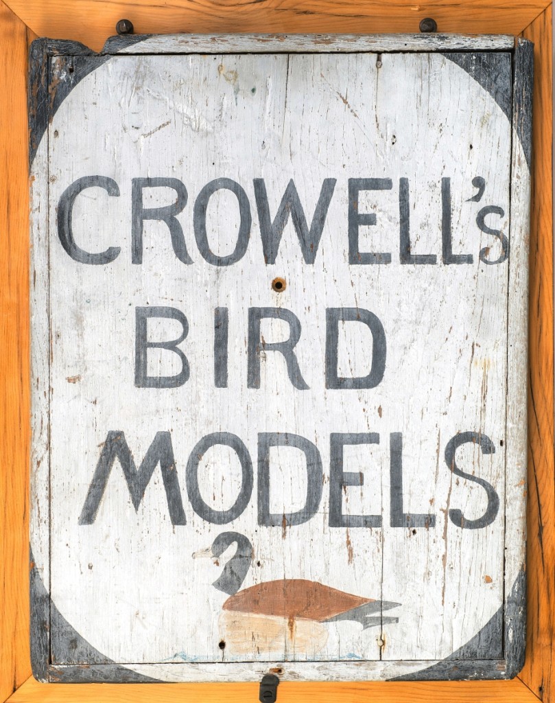 A circa 1912 sign from Elmer Crowell’s Cape Cod workshop. Courtesy of the Shelburne Museum, which currently has an online exhibition of Crowell’s work as well as an informative webinar with Kory Rogers, the museum’s curator. Shelburne has about 150 works by Crowell.
