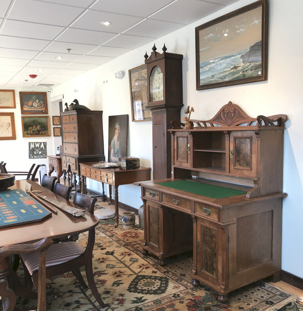 The well-lighted upstairs gallery was ideal for displaying some of the furniture in the sale.