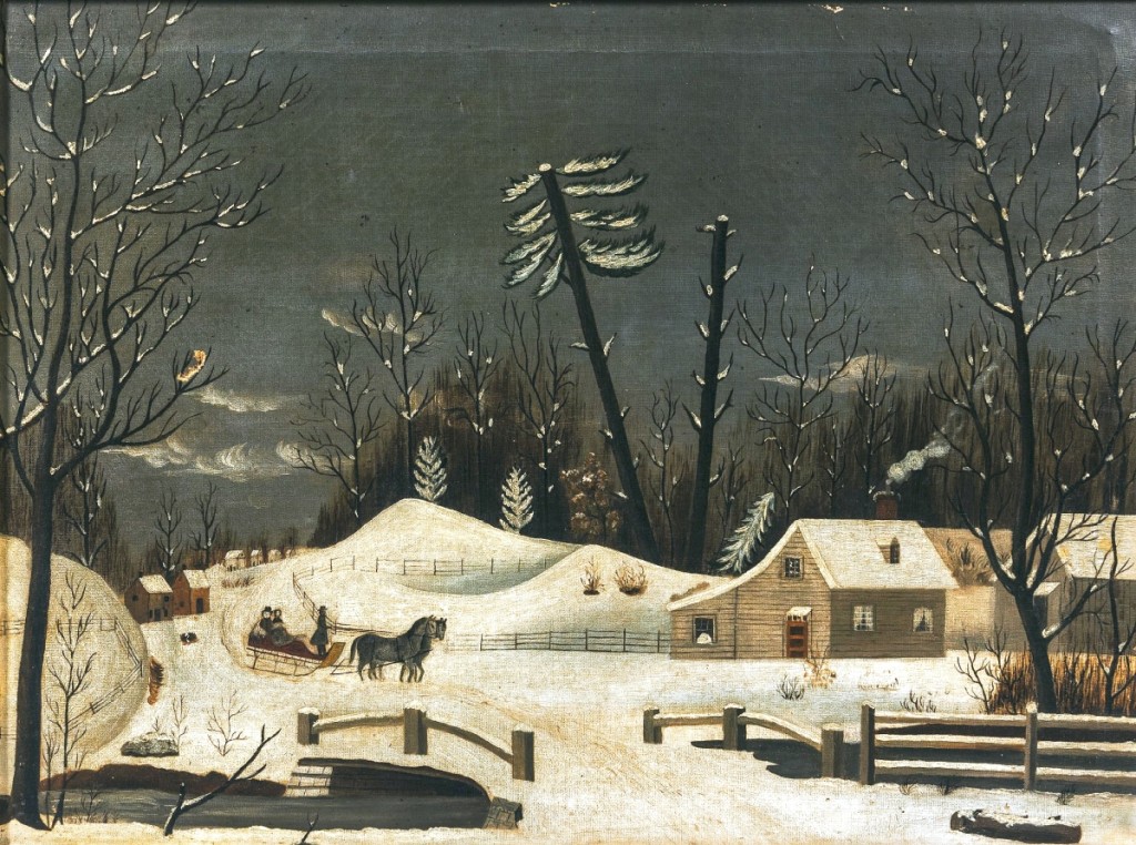 The highest priced item in the sale was an unsigned, American school painting of a winter landscape. The painting, which sold for $10,000, depicted a scene with several houses, a horse-drawn sleigh, snow covered trees and roads, and still more.