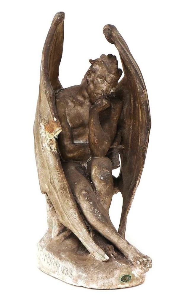 “That was in original, but poor, condition,” Mark Wilkinson said. Bidders from both France and the United Kingdom chased this plaster figure of Satan or Mephistopheles after Jean-Jacques Feuchère (French, 1807-1852), which ultimately sold to a French collector on the phone for $12,022 ($275/400).