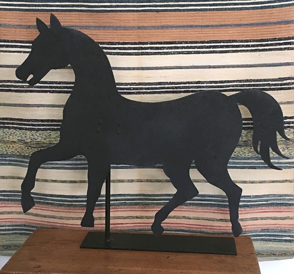Show co-manager and CSADA secretary Barb Lemme, had several sales, including this sheet iron prancing horse weathervane that dated to the first half Twentieth Century. Liberty Tree Antiques, Glen Ellyn, Ill.