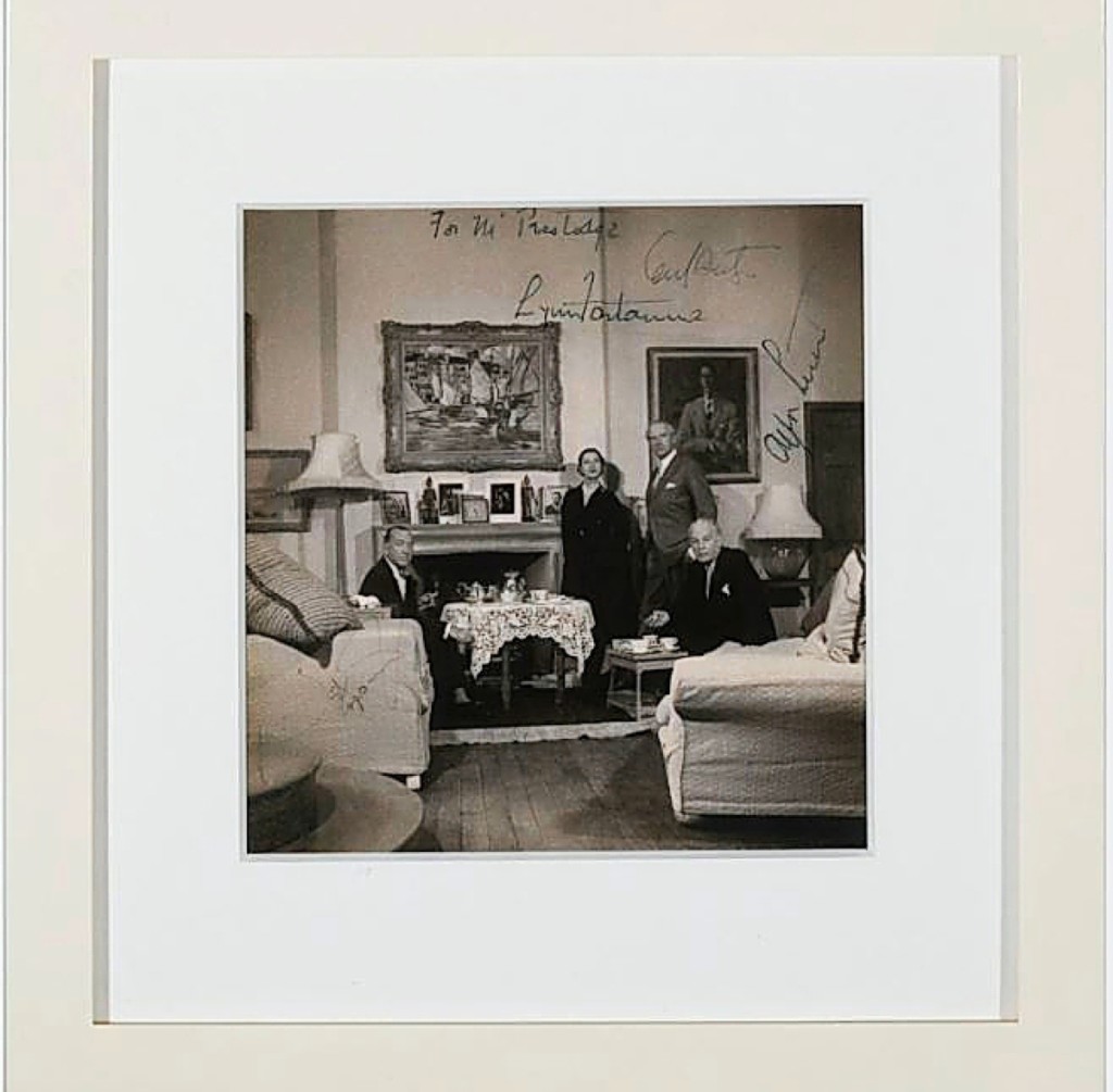 A Cecil Beaton signed photograph sold for $12,800 to new buyers against an $800-$1,200 estimate. “Tea Party,” a gelatin silver print, circa 1940, pictured Noel Coward, Lynn Fontanne and Alfred Lunt.