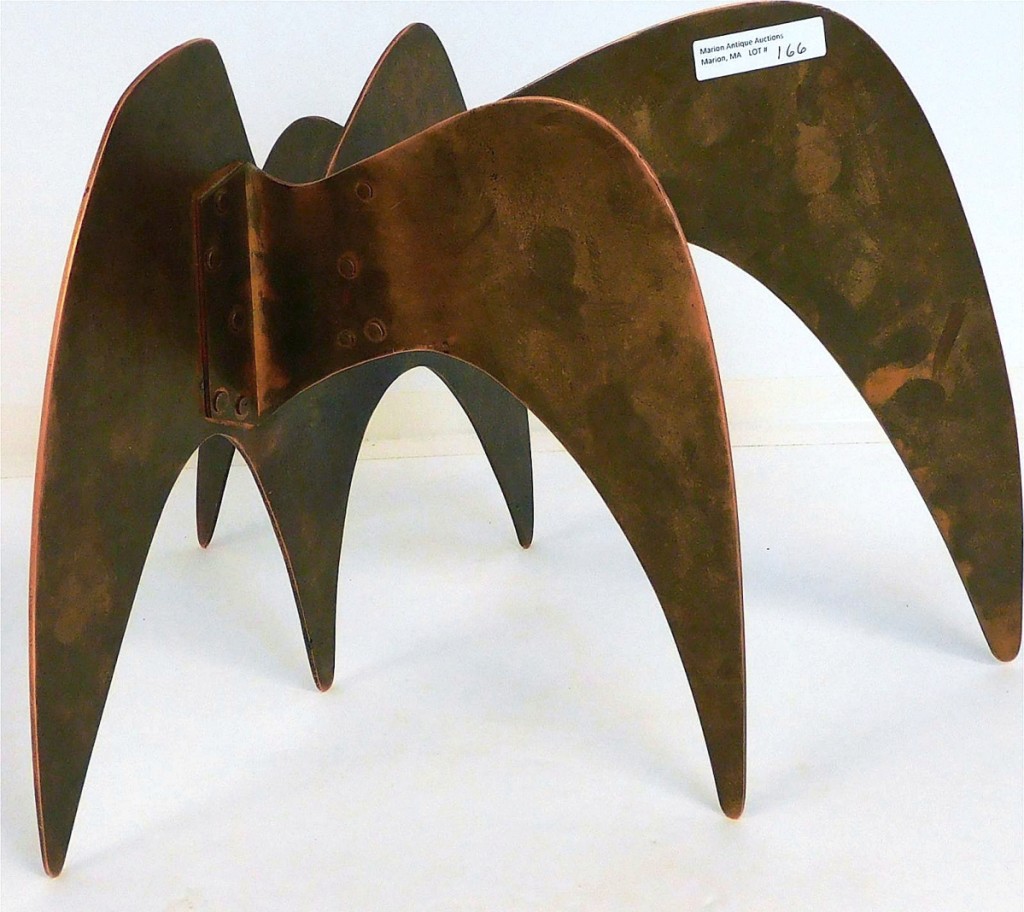A bronze sculpture after Alexander Calder sold for $13,800. These sculptures were awarded to winners of the annual National Magazine Awards, honoring excellence in the magazine industry. Approximately 20 were awarded each year.