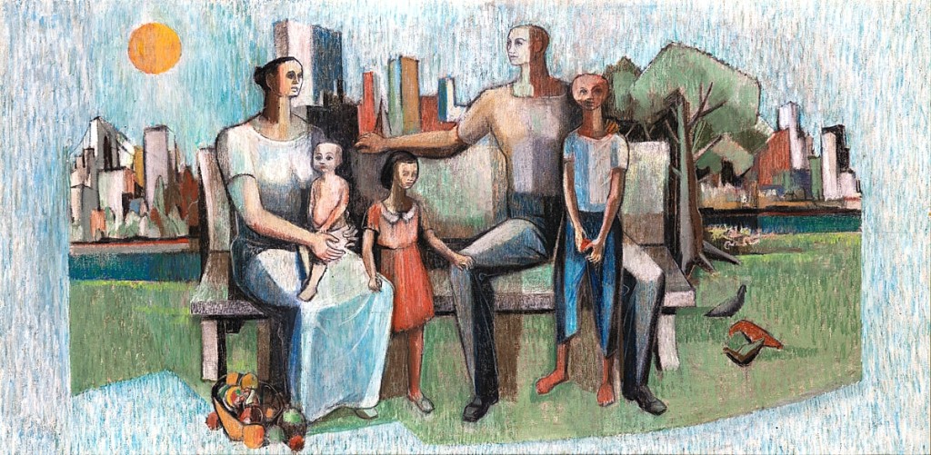 Charles Alston, “Family in Cityscape,” 1964-66, oil on canvas, brought $93,750.