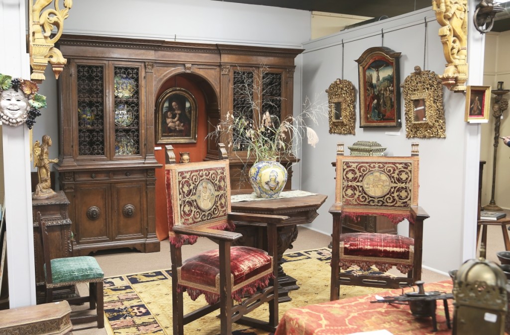 A portion of the furniture and other objects in the sale on display during the preview.