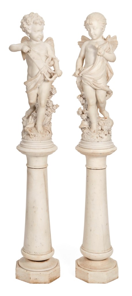 This pair of white marble cherubs, weighing in at a combined total of more than 450 pounds, left the gallery at $28,750.