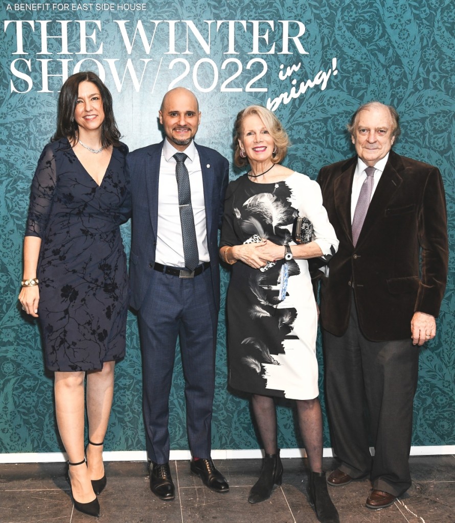 From left, Winter Show executive director Helen Allen, East Side House Settlement executive director Daniel Diaz and show co-chairs Lucinda C. Ballard and Michael R. Lynch. Courtesy Madison McGaw, BFA.com.