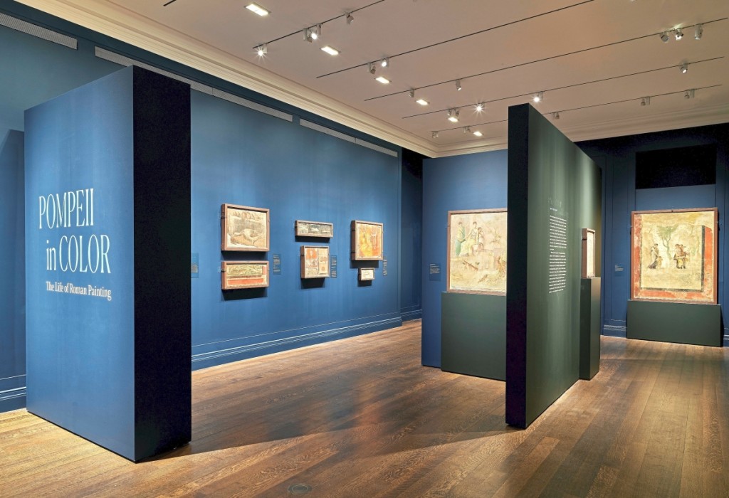Installation view from “Pompeii in Color: The Life of Roman Painting,” 2022. Image ©Institute for the Study of the Ancient World.                                                    —Andrea Brizzi photo