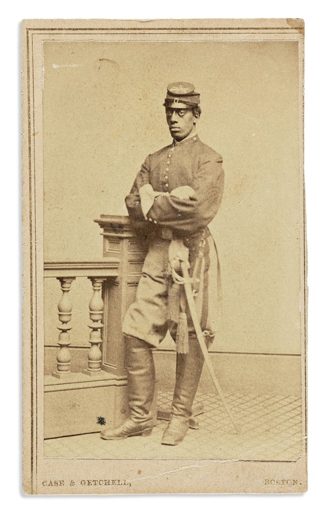 An 1864 carte de visite of Charles Remond Douglass (1844-1920) in uniform taken shortly before his regiment departed for the front broke through a $3/4,000 estimate to claim $47,500.