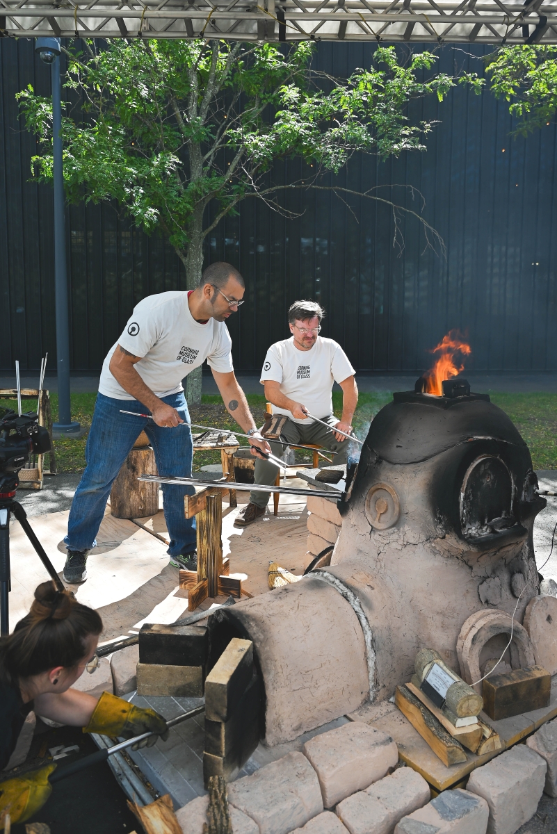 11_Glassblowing demonstration using a reproduction of an ancient wood-fired glass furnace built by CMoG_Dig Deeper