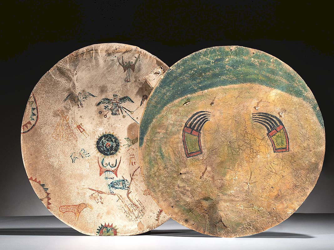 This Southern Plains shield (right), possibly Crow or Comanche a